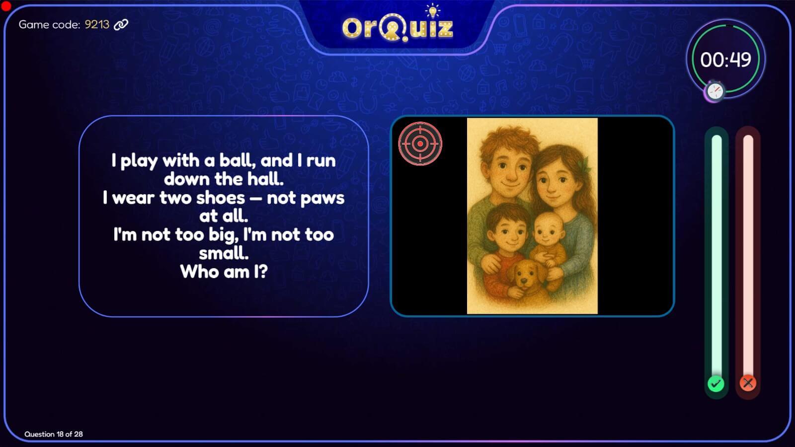 חידוני OrQuiz לבתי ספר - דוגמת שאלה סימון מקום באנגלית