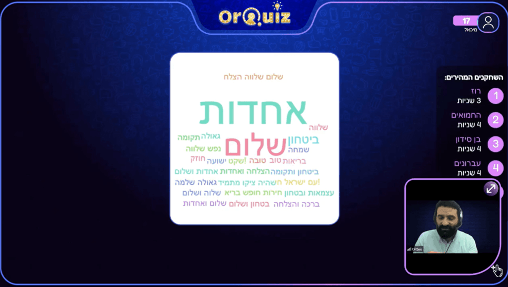 ענן מילים בחידון טלוויזיה OrQuiz